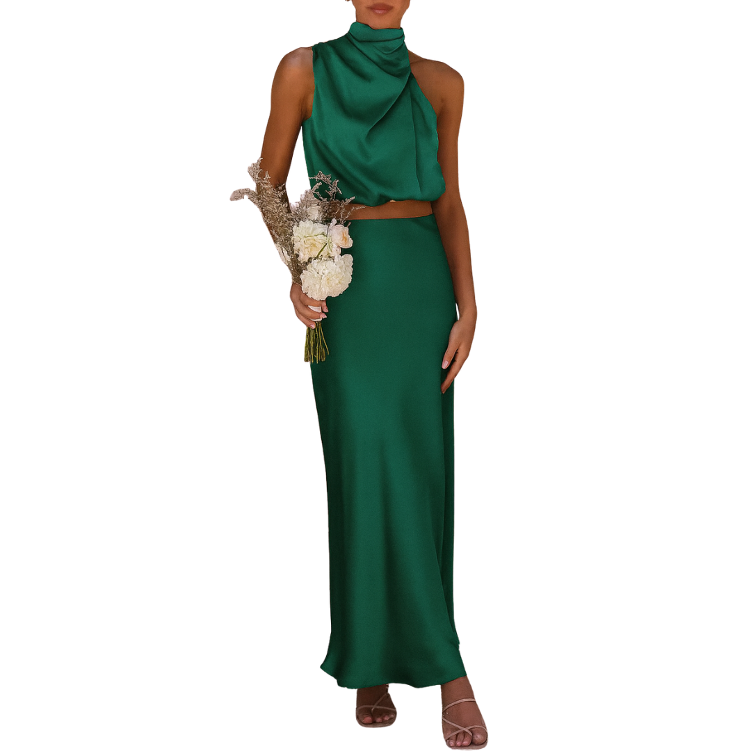 Halter Neck Satin Co-Ord Set