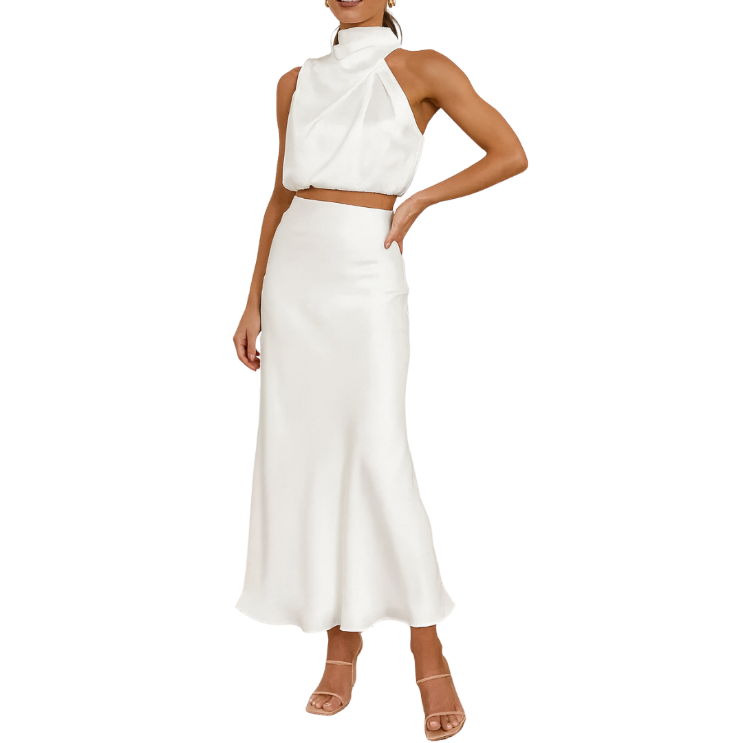 Halter Neck Satin Co-Ord Set