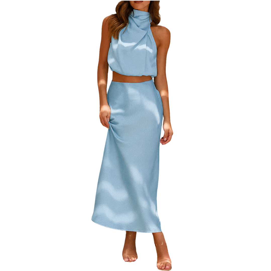 Halter Neck Satin Co-Ord Set