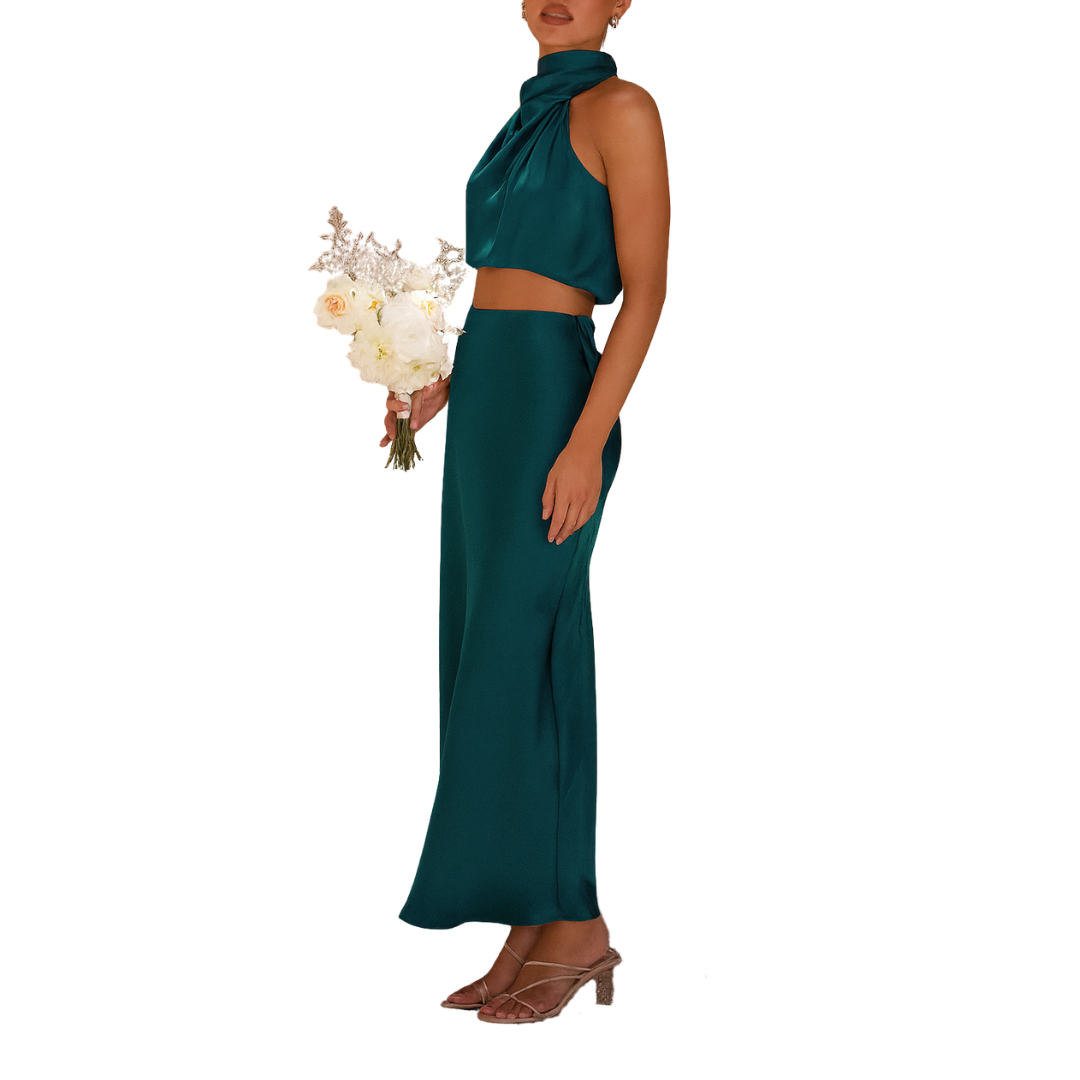 Halter Neck Satin Co-Ord Set