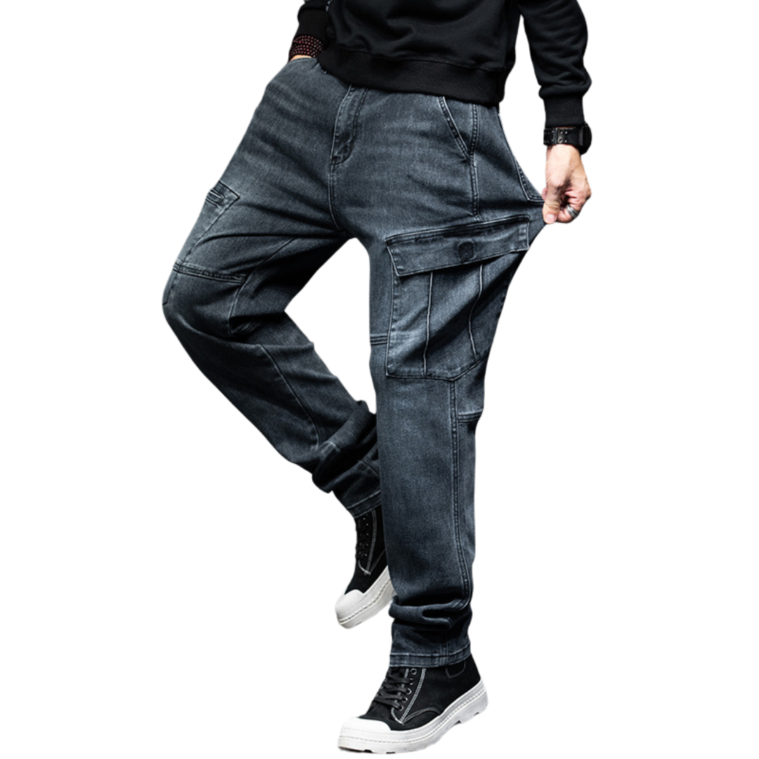 Multi Pocket Loose Straight Leg Jeans