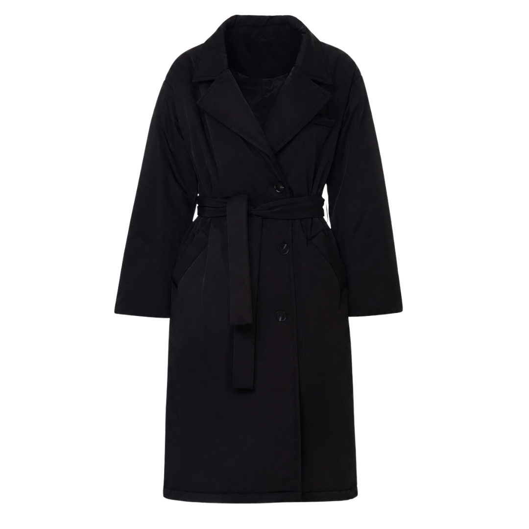 Padded Longline Coat With Belt
