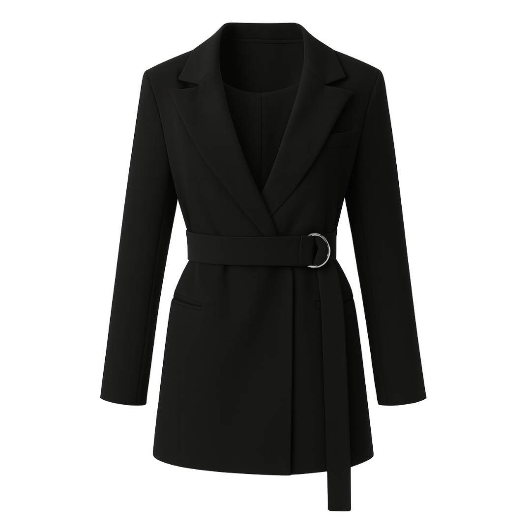 Longline Blazer with Tie Belt