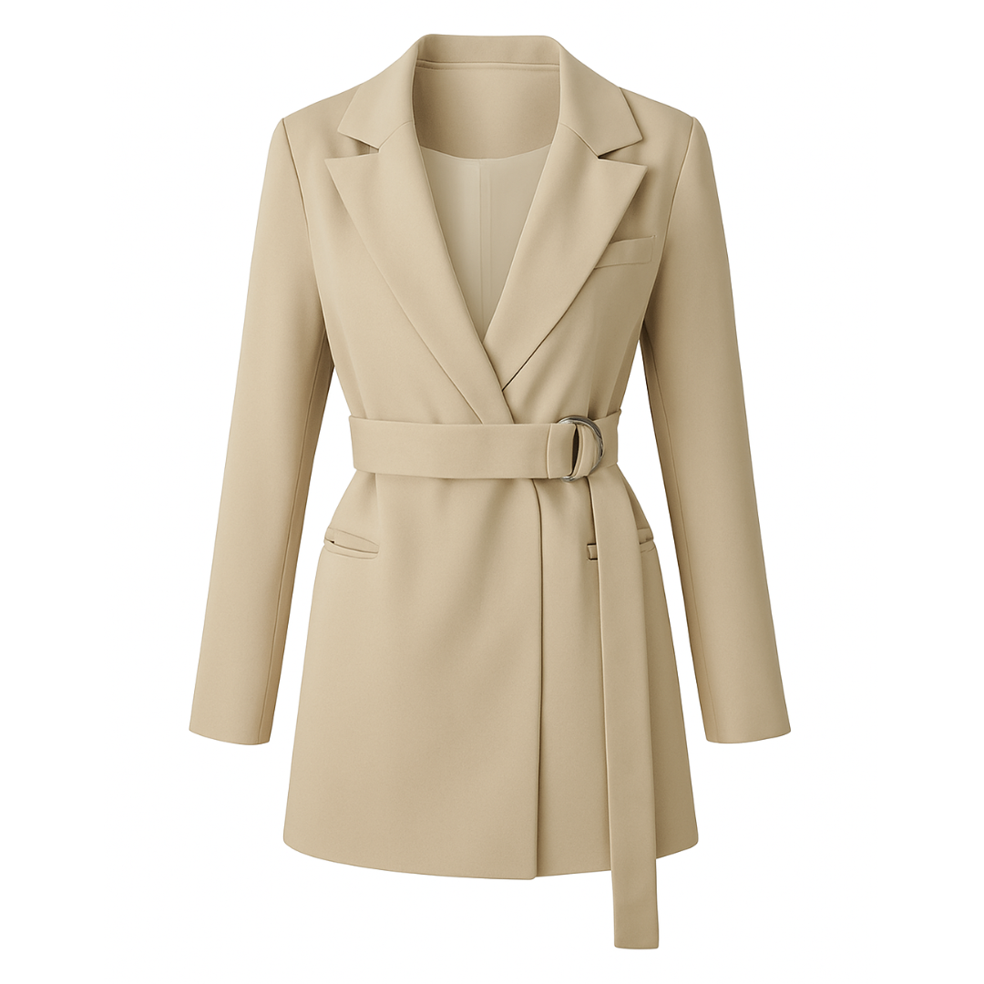 Longline Blazer with Tie Belt