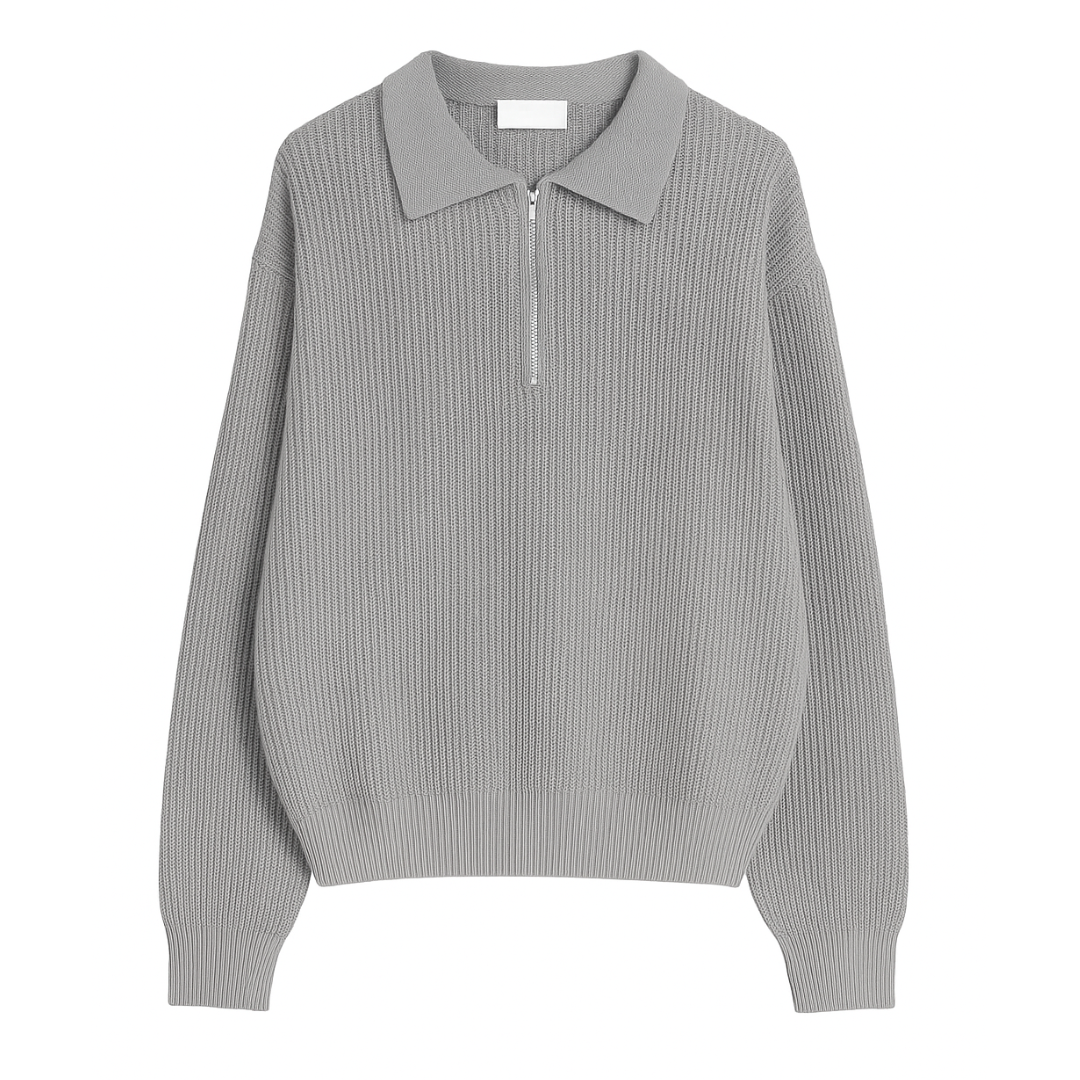 Knitted Zip Polo Sweater
