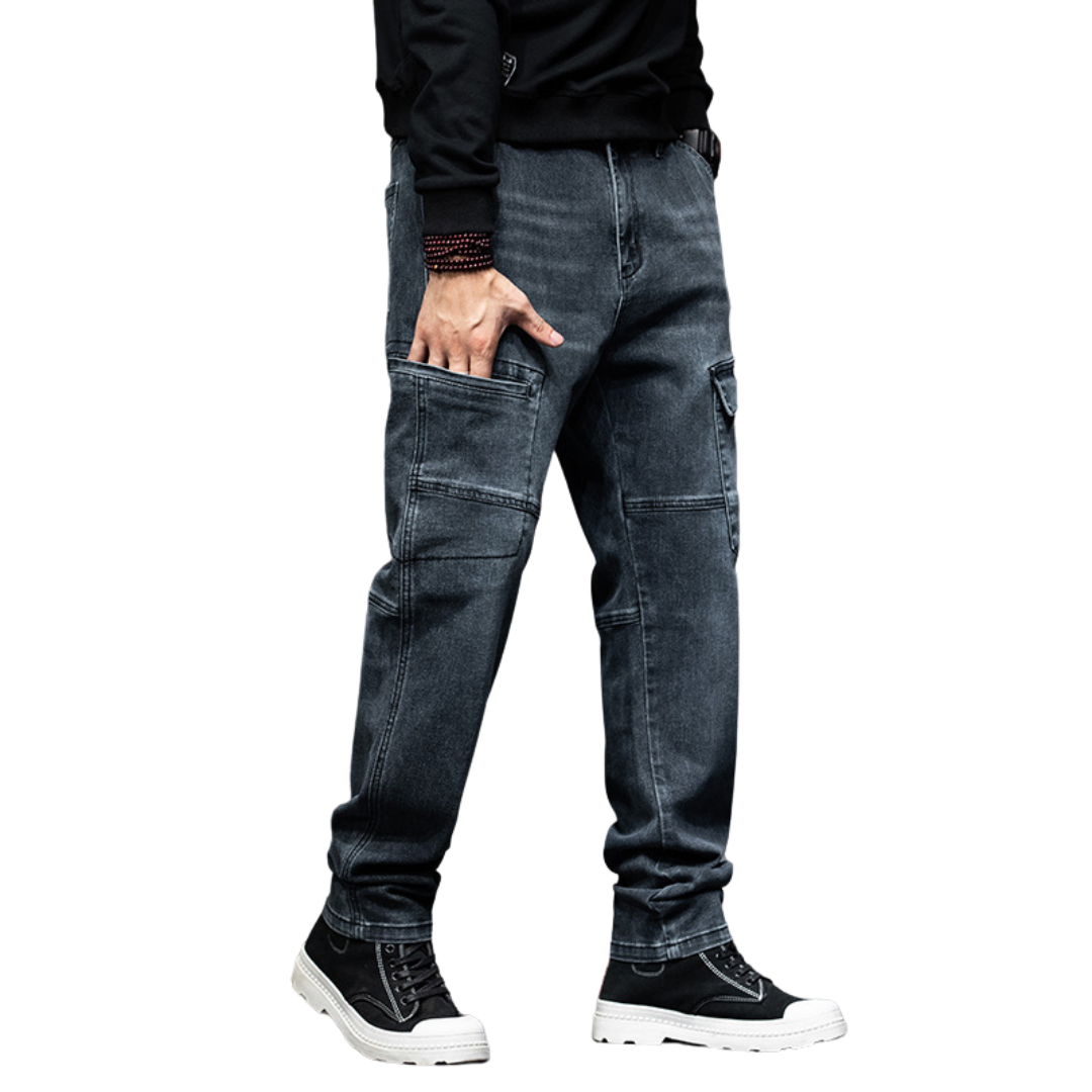 Multi Pocket Loose Straight Leg Jeans