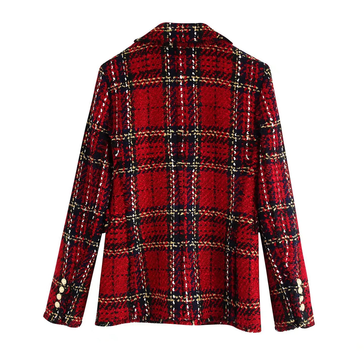 Red plaid suit blazer and skirt