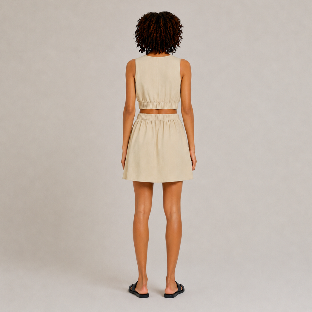 Two-Piece Linen Set Top & Skirt