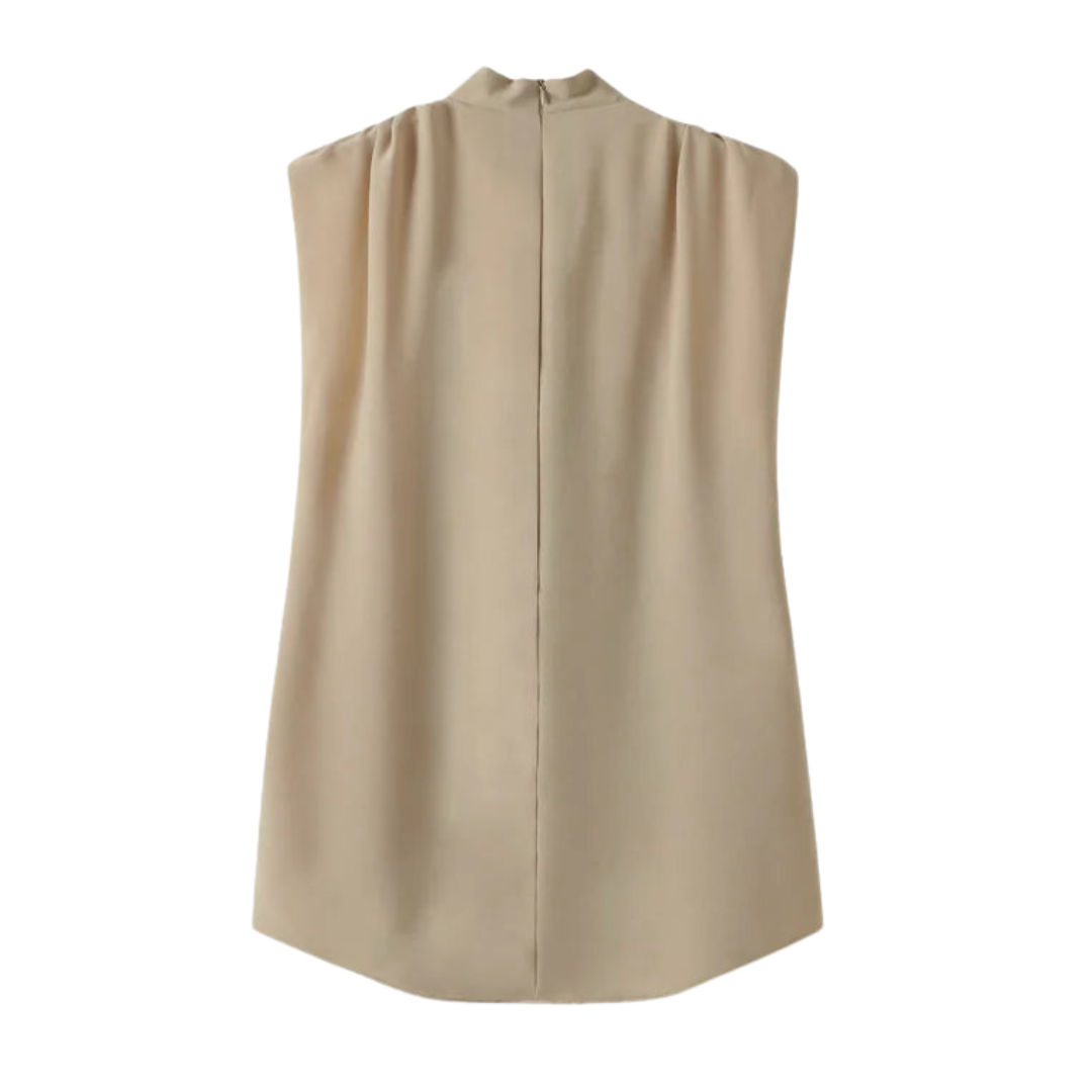 Sleeveless High-Neck Shirt