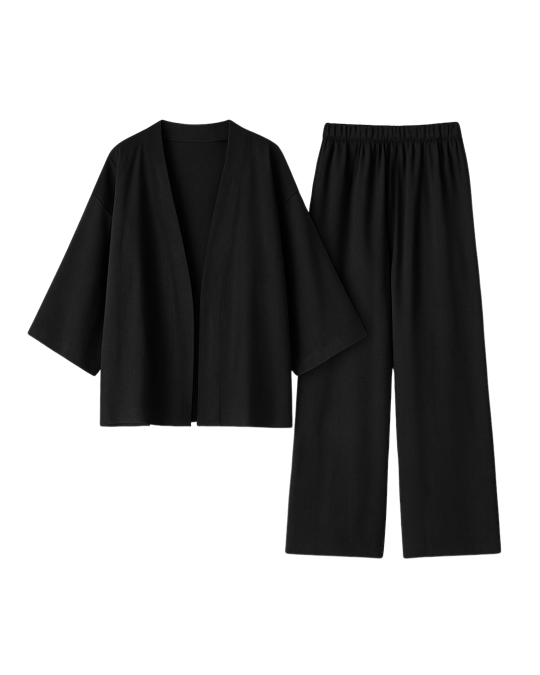 Two-Piece Linen Set Cardigan and Trousers