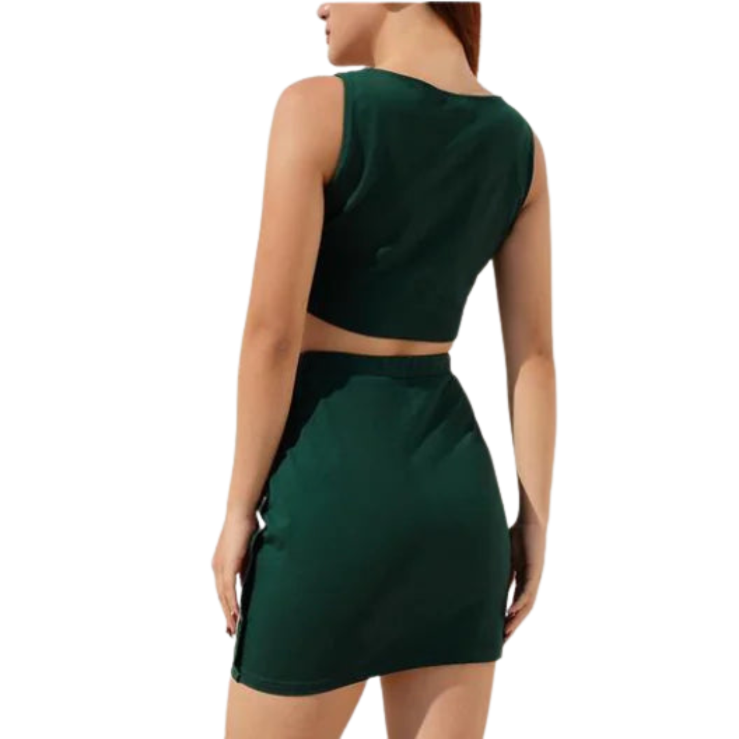 Cropped Vest Skirt Set