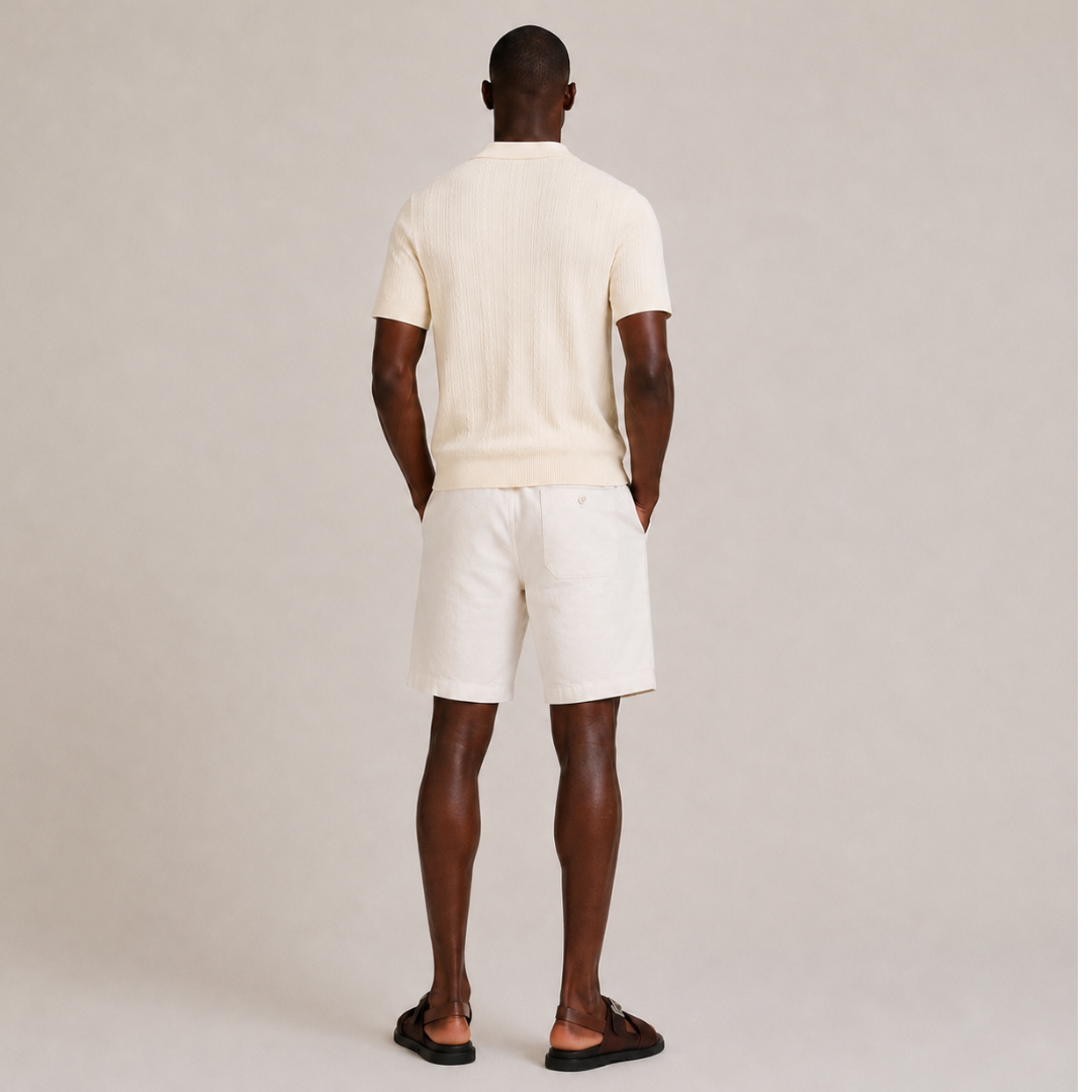 Knitted Short-Sleeve Button Shirt
