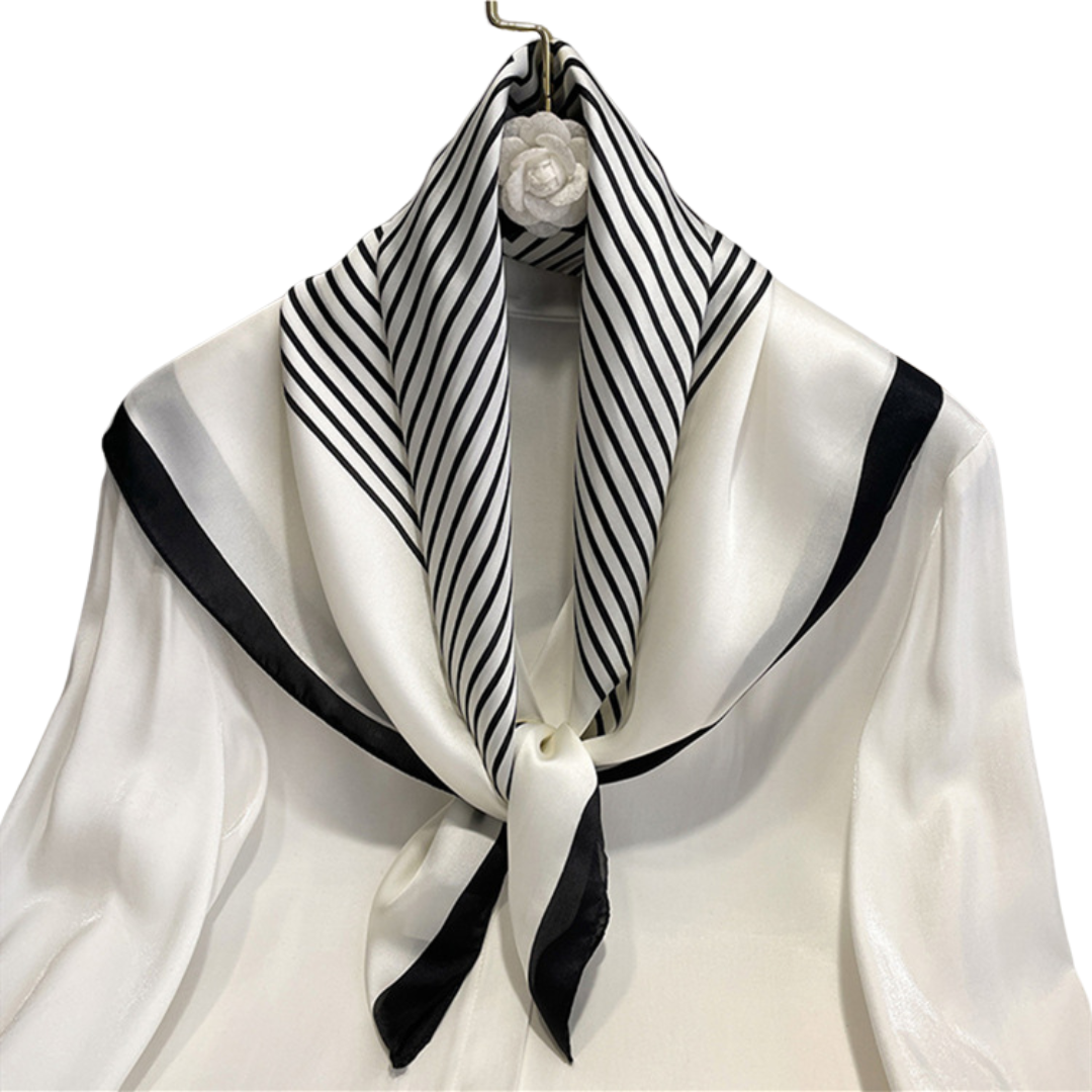 Black and white Silk Scarf
