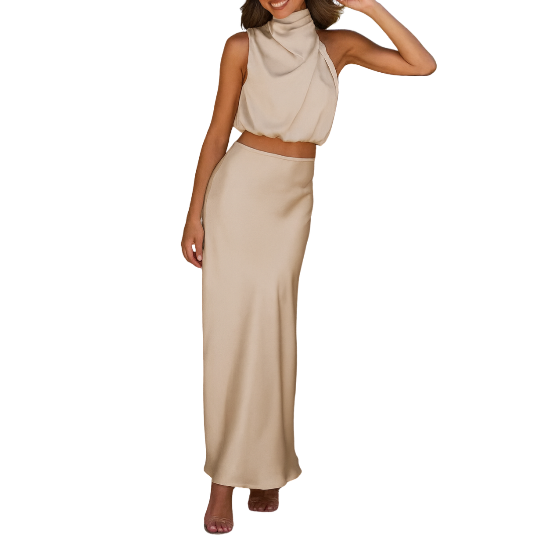 Halter Neck Satin Co-Ord Set