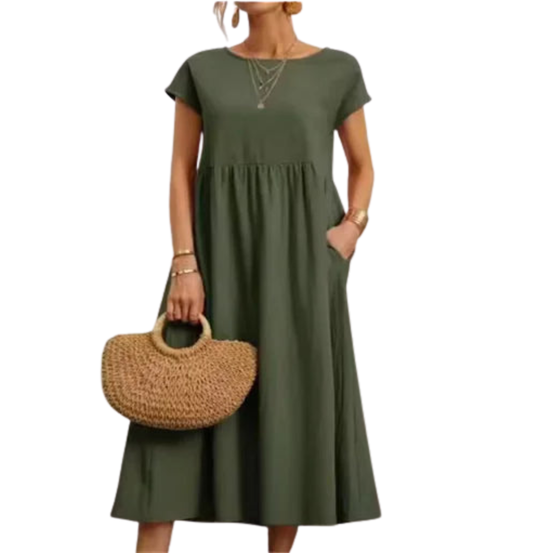 Cotton-Linen A-Line Dress
