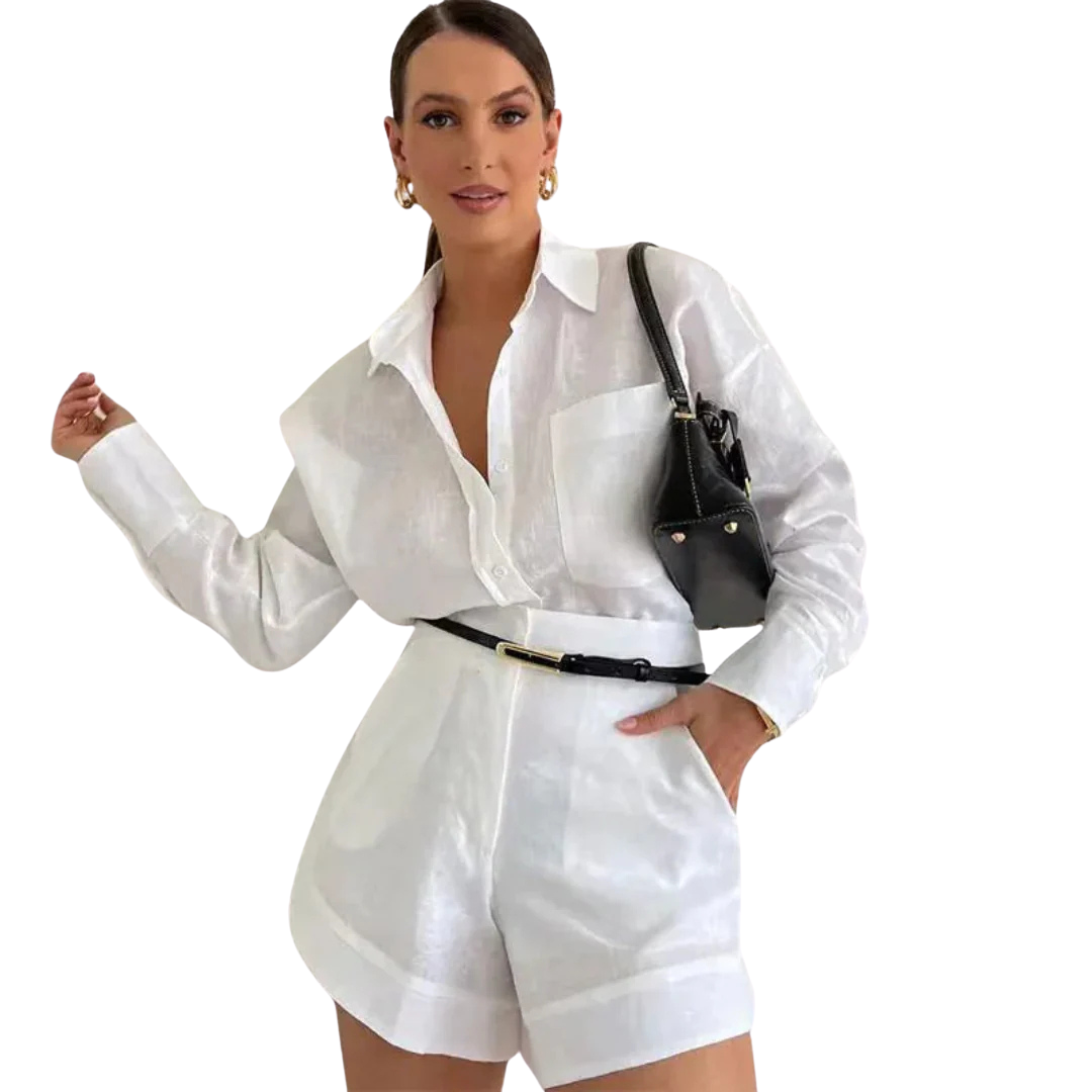 Tailored Long-Sleeve Shirt & Short Set