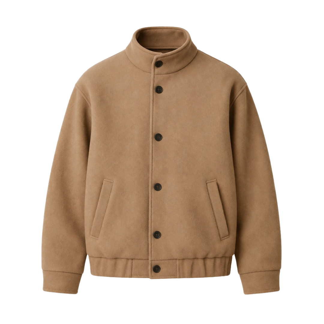 Wool-Blend Relaxed Bomber Jacket