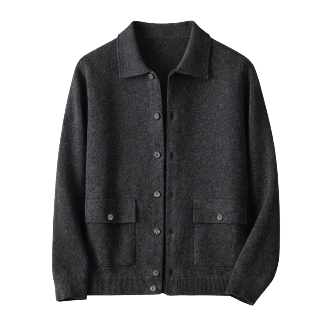Wool Knit Polo Cardigan