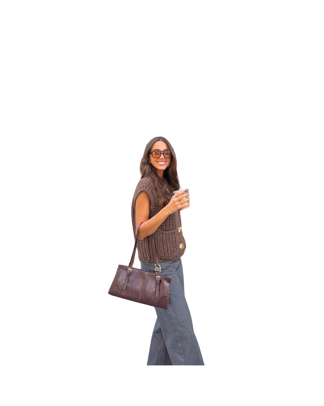 Brown Sleeveless Knit Vest