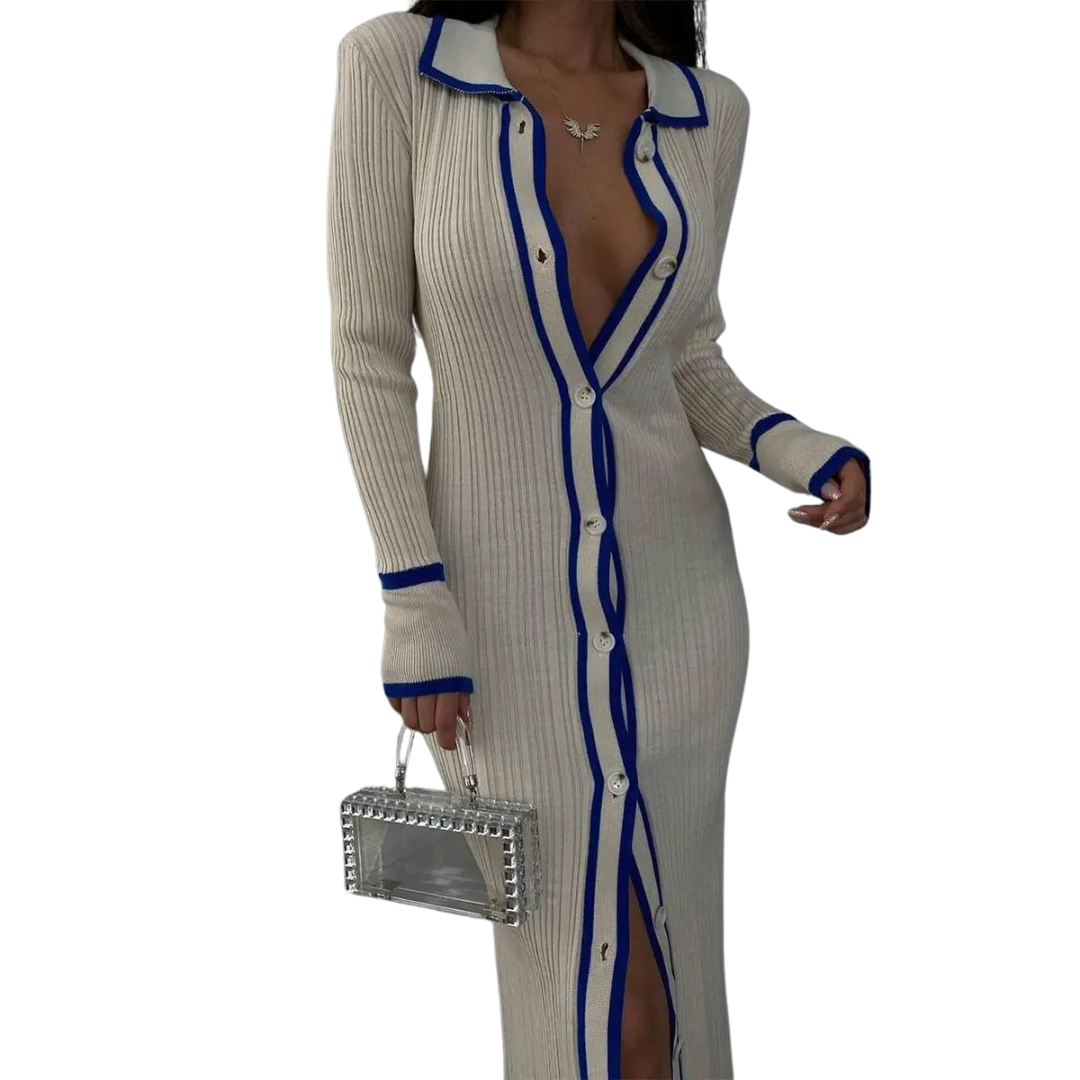 Button-Down Knit Midi Dress