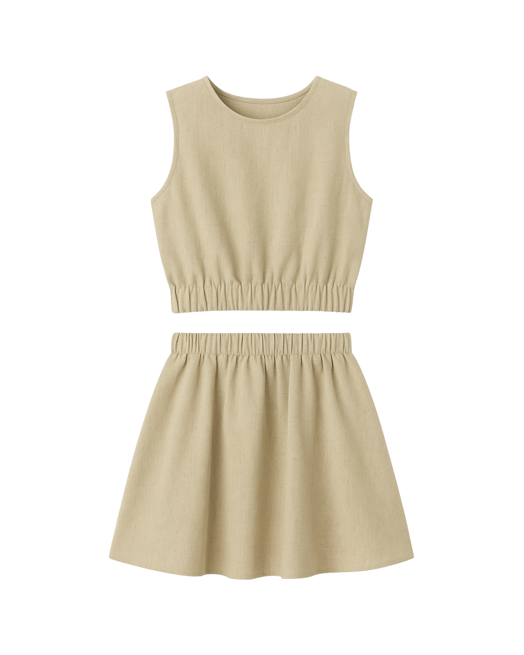 Two-Piece Linen Set Top and Skirt