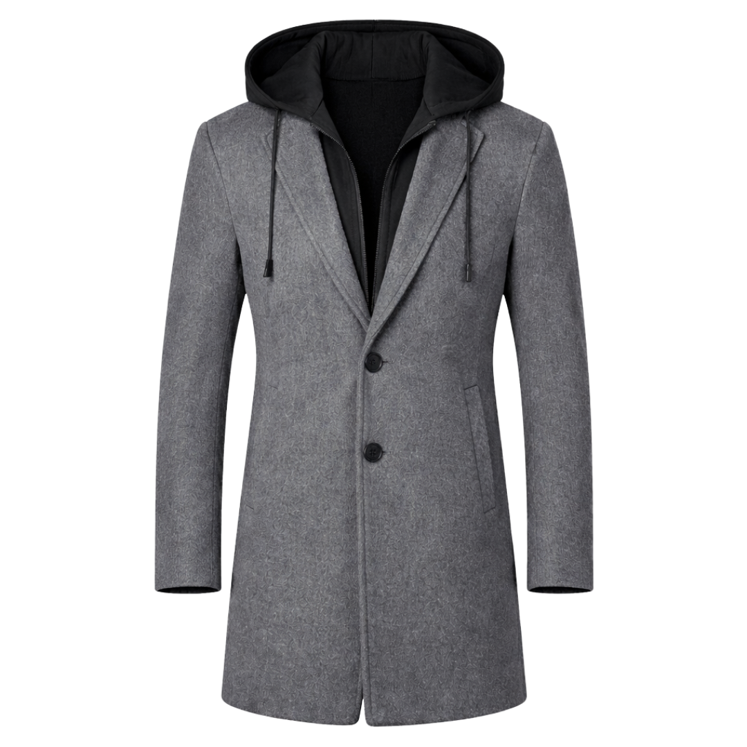 Wool Coat with Detachable Hood
