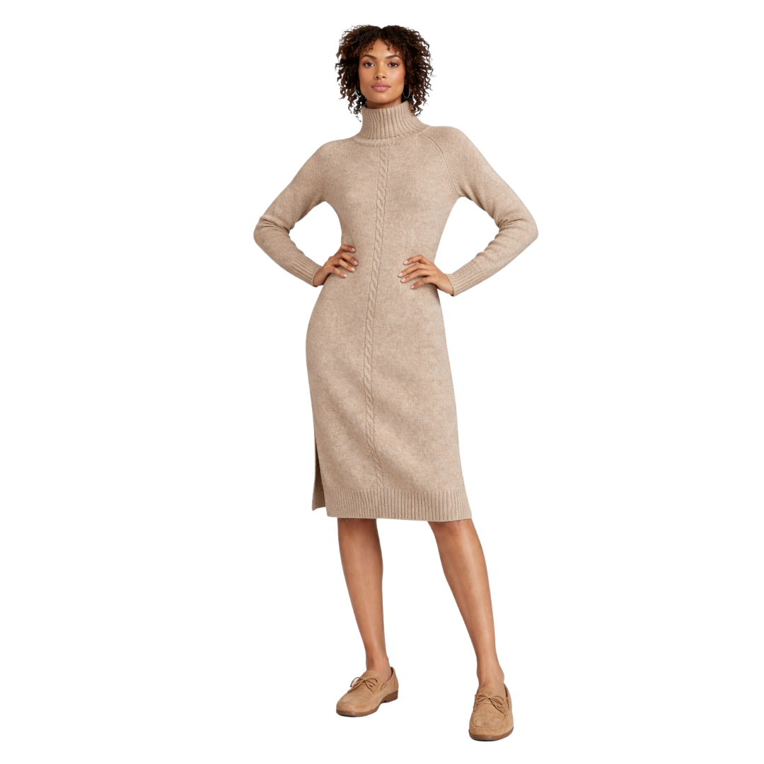 Cable Knit Turtleneck Dress
