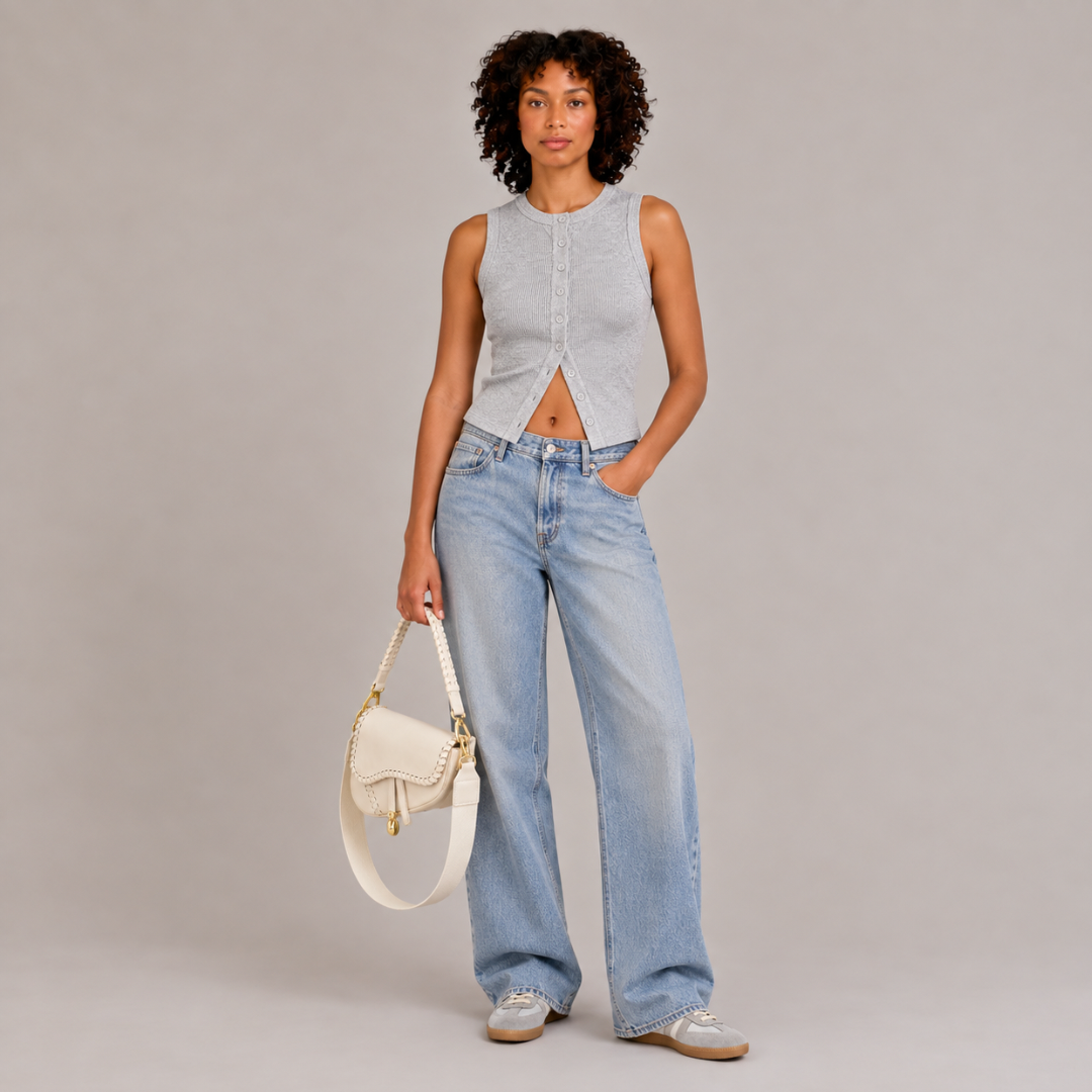 Buttoned Ribbed Vest
