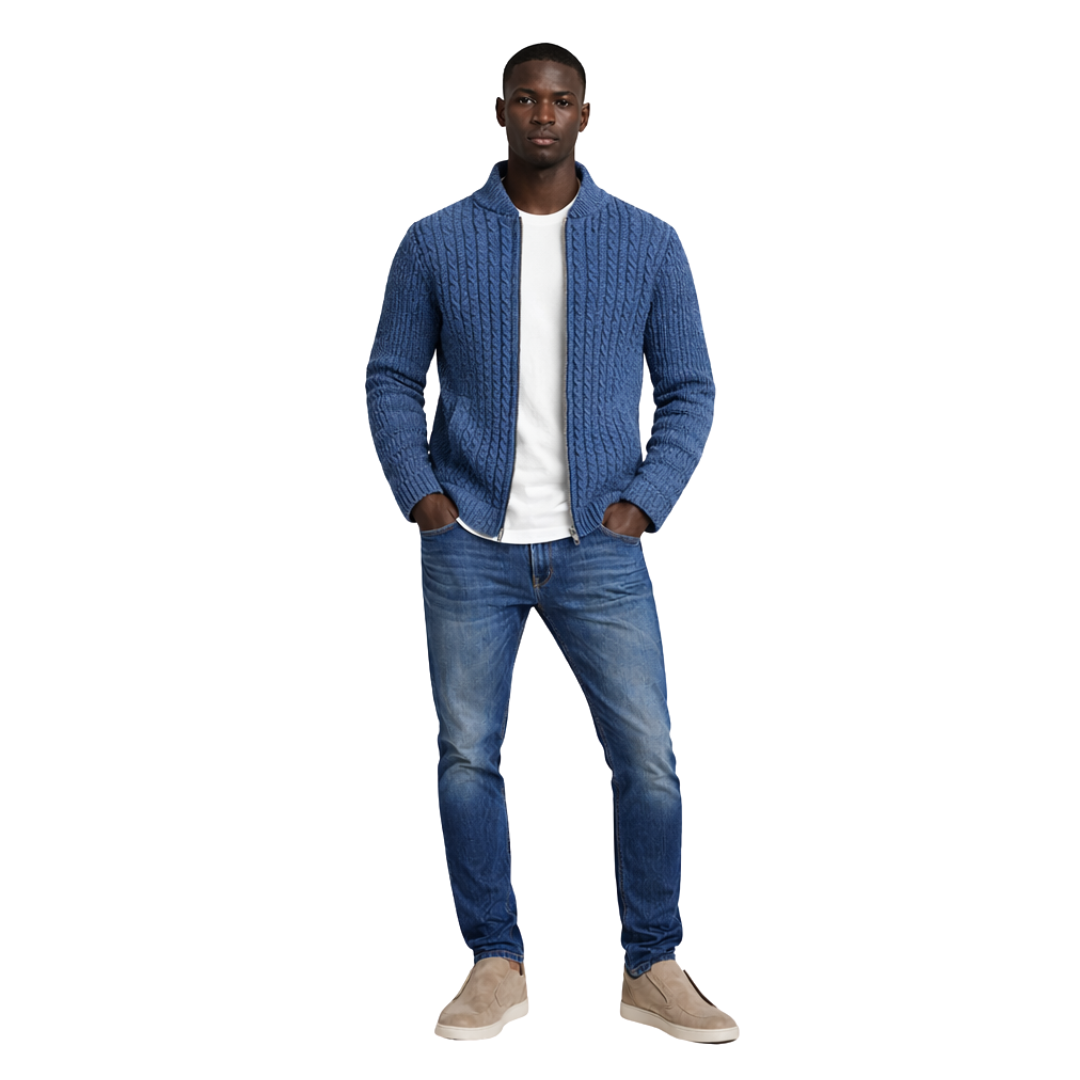 Cable Knit Zip Cardigan