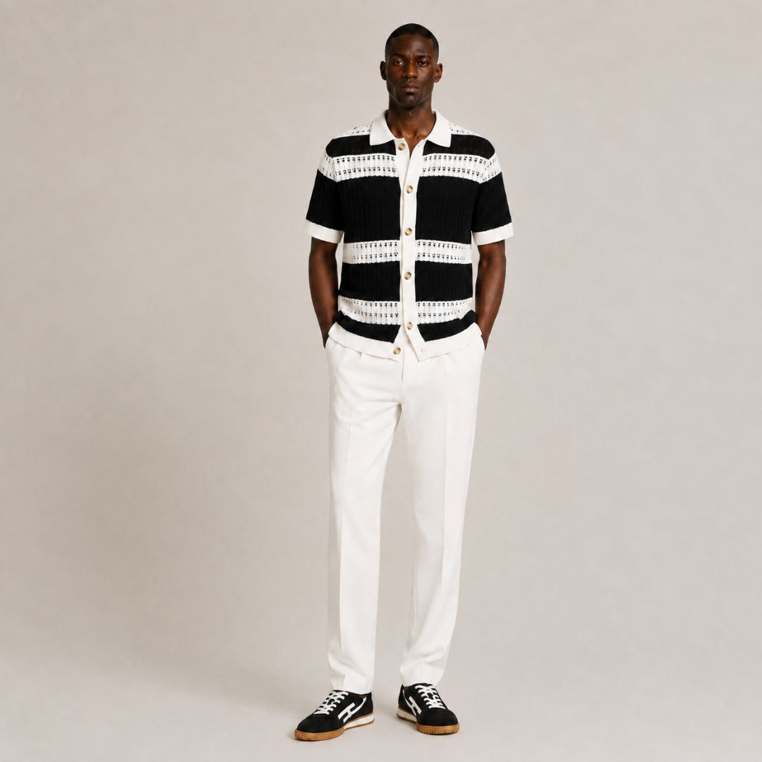 Striped Knitted Button Shirt