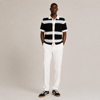 Striped Knitted Button Shirt