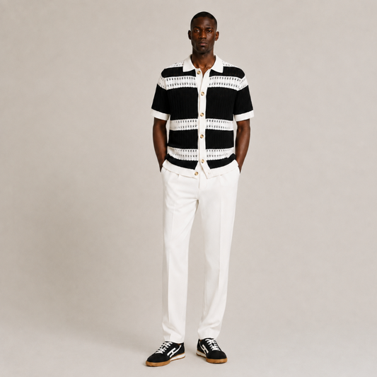 Striped Knitted Button Shirt