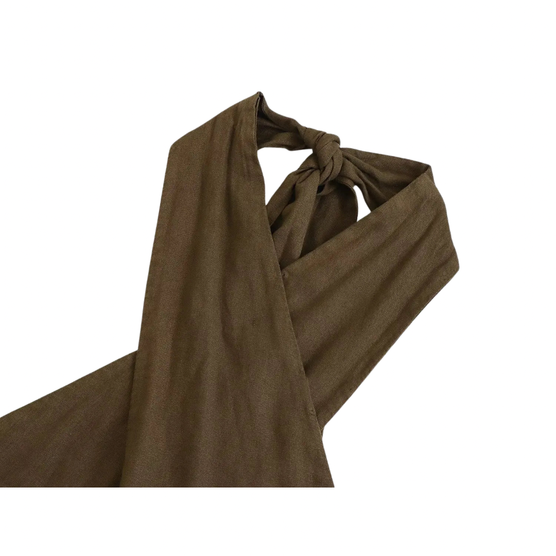 Linen Halter Neck Midi Dress
