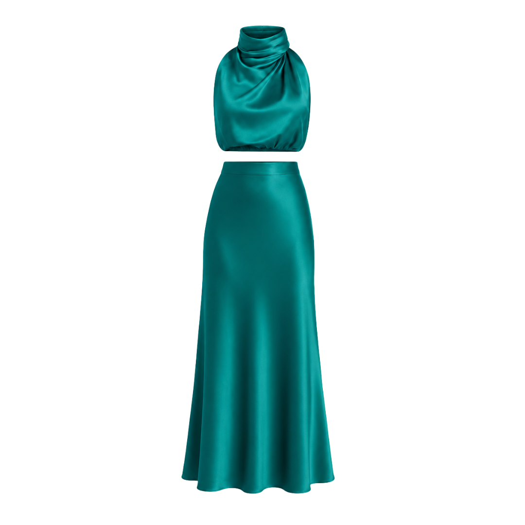 Halter Neck Satin Co-Ord Set