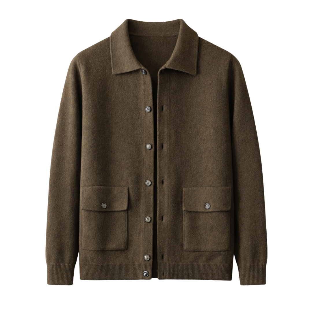 Wool Knit Polo Cardigan