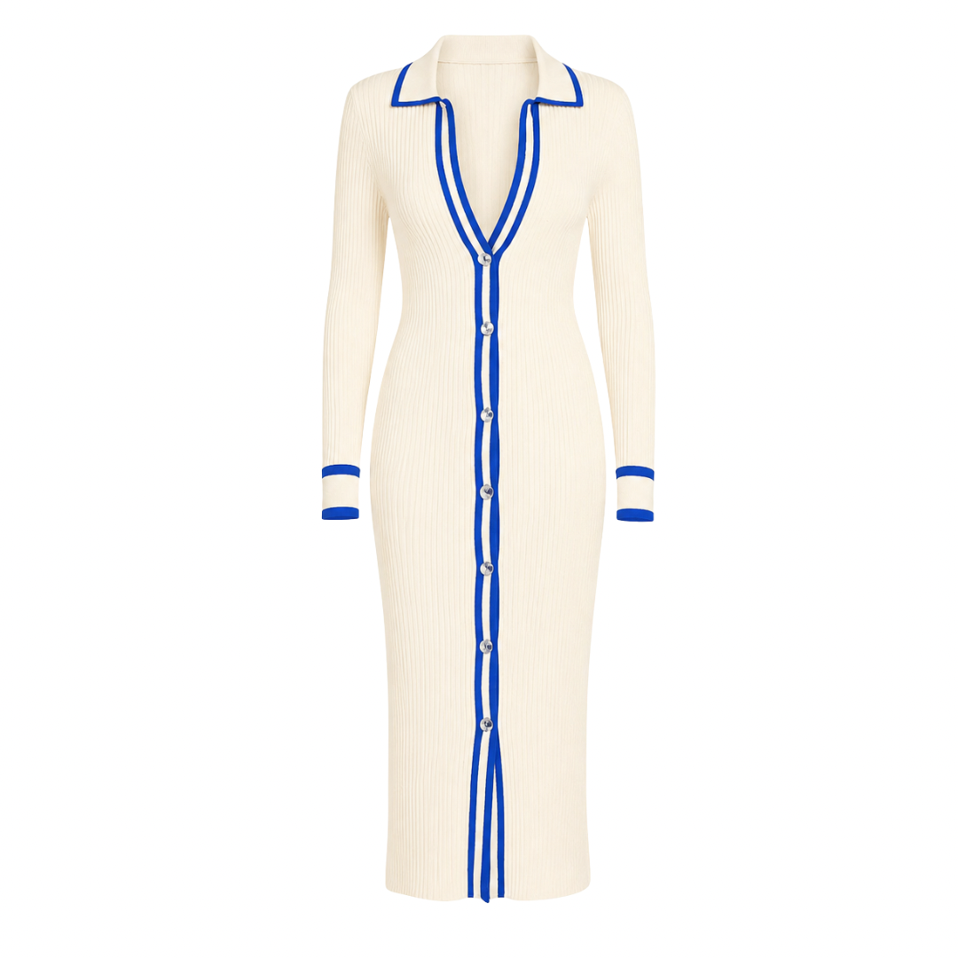 Button-Down Knit Midi Dress