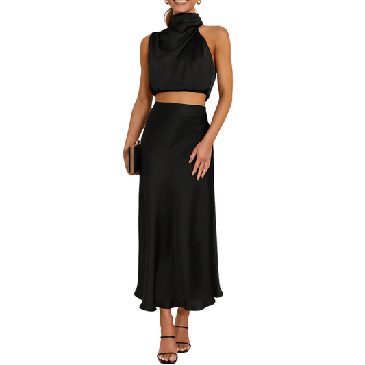 Halter Neck Satin Co-Ord Set
