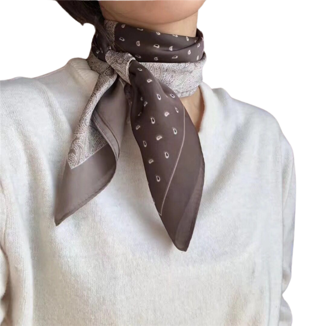 Vintage Cashew-Patterned Silk Scarf