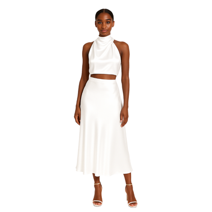 Halter Neck Satin Co-Ord Set