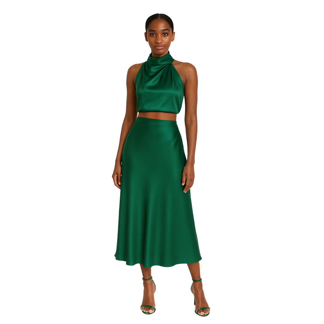 Halter Neck Satin Co-Ord Set