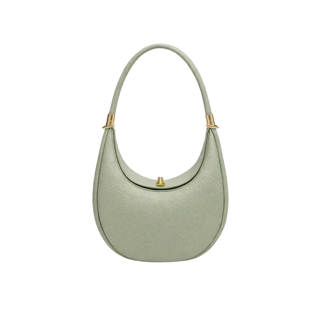 Structured Leather Crescent Shoulder Bag
