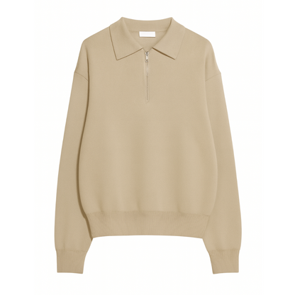 Knitted Zip Polo Sweater