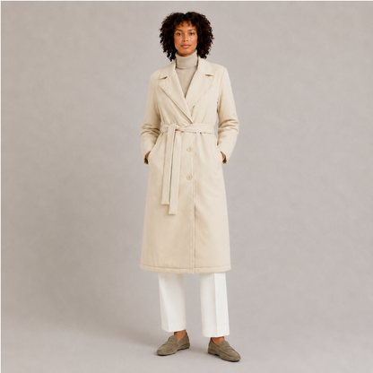 Padded Longline Coat With Belt