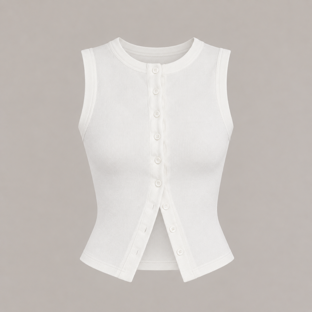 Buttoned Ribbed Vest