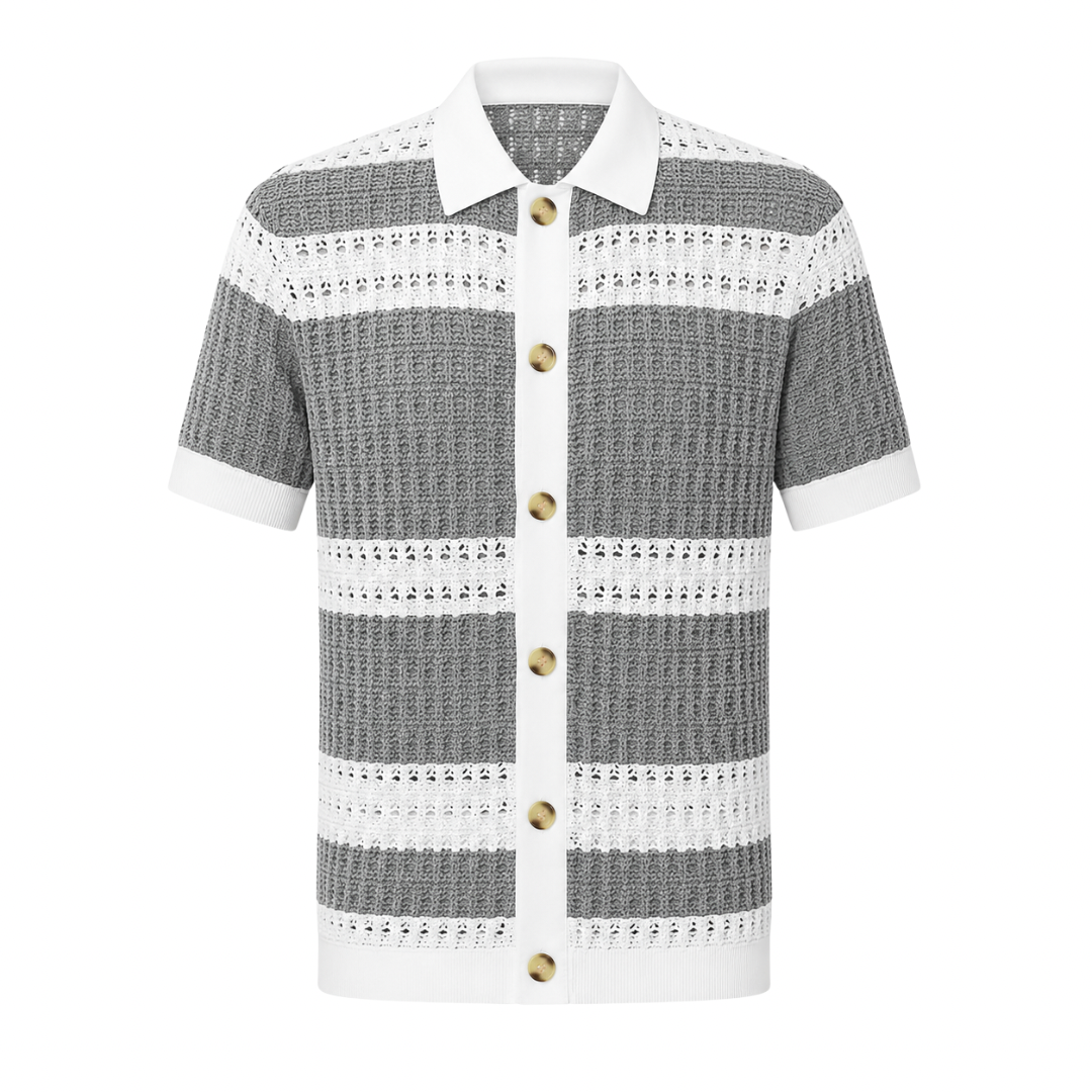 Striped Knitted Button Shirt