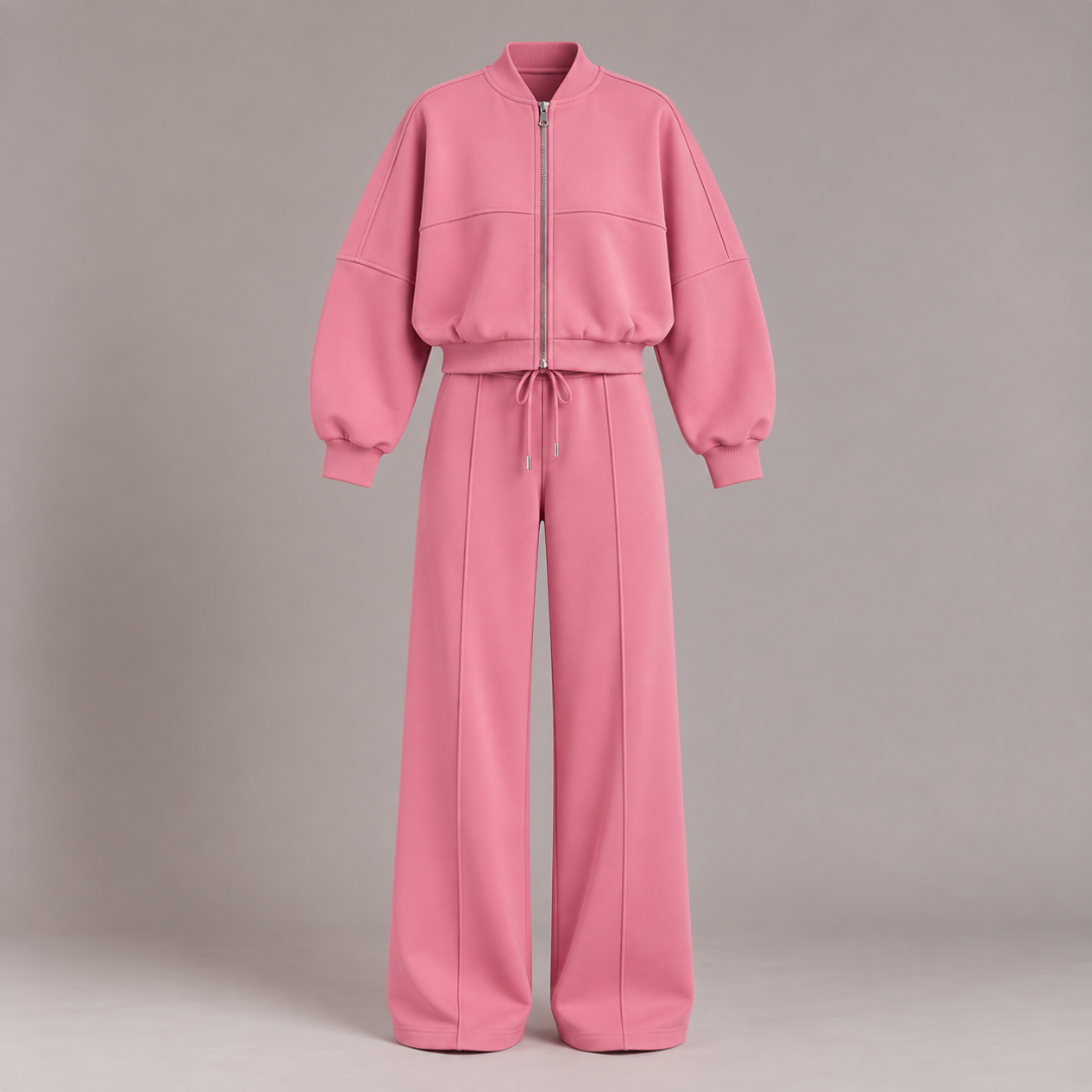 Bomber Jacket & Wide-Leg Trousers Set
