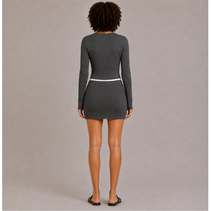 Zip Cardigan & Skirt Set