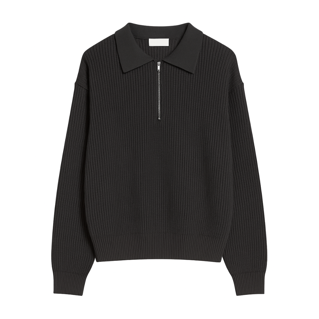 Knitted Zip Polo Sweater