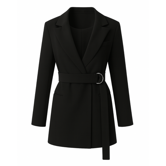 Longline Blazer with Tie Belt