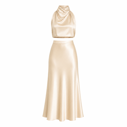 Halter Neck Satin Co-Ord Set